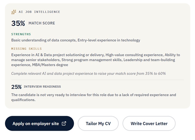 AI Job Intelligence match score screenshot